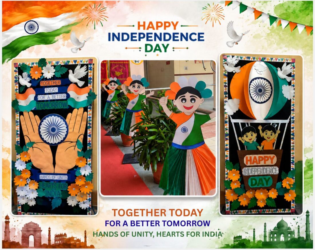 Green and Orange Simple Happy Independence Day Poster - 1